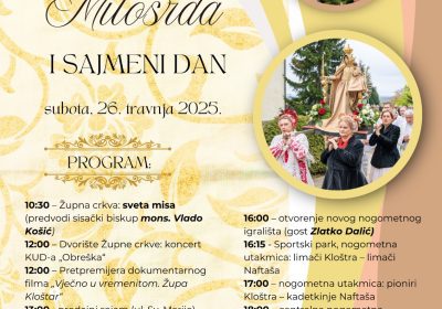 [NAJAVA] Proslava Majke Milosrđa u Kloštar Ivaniću